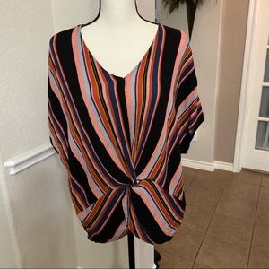 Sandy & Sid multi colored striped blouse top Size M